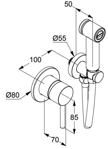 Bản vẽ kỹ thuật vòi xịt nhà vệ sinh Kludi 389980576