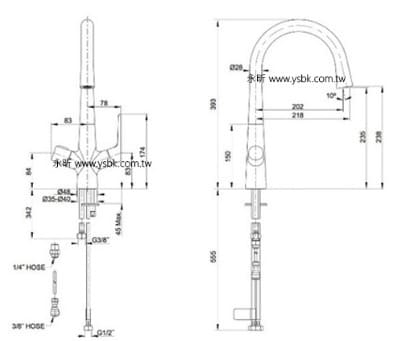 Bản vẽ kỹ thuật Vòi rửa bát kết hợp 2 trong 1 Kohler Carafe 2.0 K-76372T-4-CP