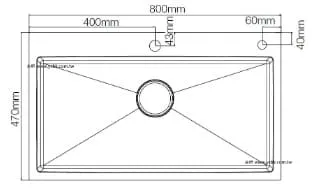 Bản vẽ kỹ thuật Chậu rửa chén 1 hố âm bàn Kohler Malleco K-21919T-2PD-NA