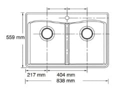 Bản vẽ kỹ thuật Chậu rửa chén 2 hố cân âm bàn Kohler Kennon K-8185-1-CM2