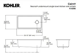 Bản vẽ kỹ thuật Chậu rửa chén 1 hố âm bàn kèm khay KOHLER Cairn K-8206-CM2