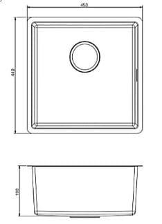 Bản vẽ kỹ thuật Chậu rửa chén 1 hố âm bàn Kohler Prologue K-23014T-H-NA