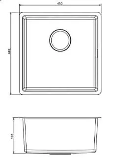 Bản vẽ kỹ thuật Chậu rửa chén 1 hố âm bàn Kohler Prologue K-23014T-H-NA