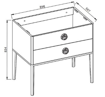 Bản vẽ kỹ thuật Tủ chậu phòng tắm 35” Kohler Ming K-77127T-CG1