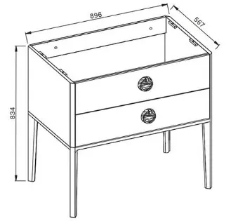 Bản vẽ kỹ thuật Tủ chậu phòng tắm 35” Kohler Ming K-77127T-CG1