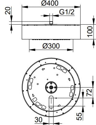 Bản vẽ kỹ thuật bát sen tắm phun mưa Keuco 59931519000