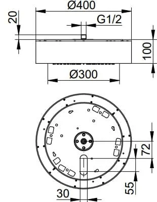 Bản vẽ kỹ thuật bát sen tắm phun mưa Keuco 59931519000