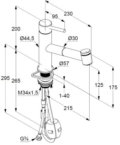 Bản vẽ kỹ thuật của vòi rửa bát nhập khẩu Đức Kludi 44851F860