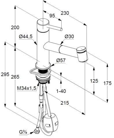 Bản vẽ kỹ thuật của vòi rửa bát nhập khẩu Đức Kludi 44851F860