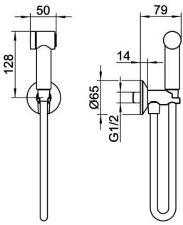 Bản vẽ kỹ thuật vòi xịt nhà vệ sinh Keuco 59983010000