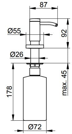 Bản vẽ kỹ thuật bình chứa xà phòng Keuco 14949010200