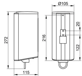 Bản vẽ kỹ thuật bình chứa xà phòng Keuco 14954170100