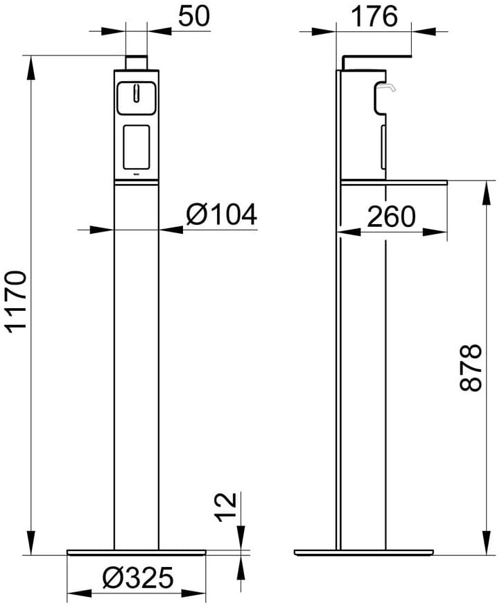 Bản vẽ kỹ thuật bình chứa xà phòng Keuco 34957370100