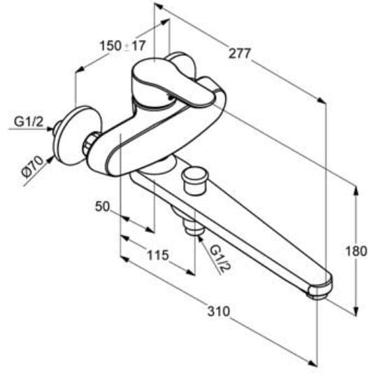 Bản vẽ kỹ thuật bộ trộn sen tắm Kludi 324910575