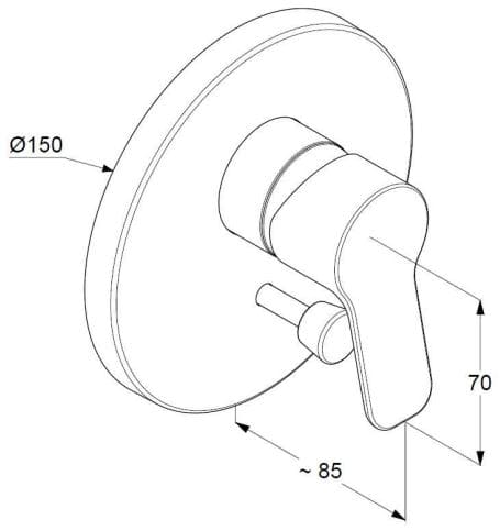 Bản vẽ kỹ thuật mặt nạ bộ trộn âm tường Kludi Đức 374190565