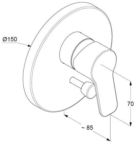Bản vẽ kỹ thuật mặt nạ bộ trộn âm tường Kludi Đức 374190565