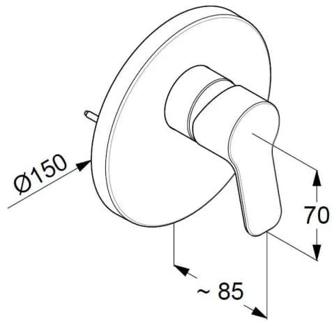 Bản vẽ kỹ thuật mặt nạ bộ trộn âm tường Kludi Đức 374200565