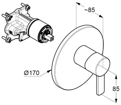 Bản vẽ kỹ thuật mặt nạ âm tường Kludi Đức 386550575