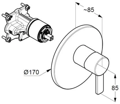 Bản vẽ kỹ thuật mặt nạ âm tường Kludi Đức 386550575