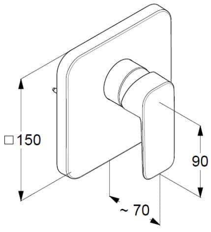 Bản vẽ kỹ thuật mặt nạ bộ trộn âm tường Kludi Đức 404200575