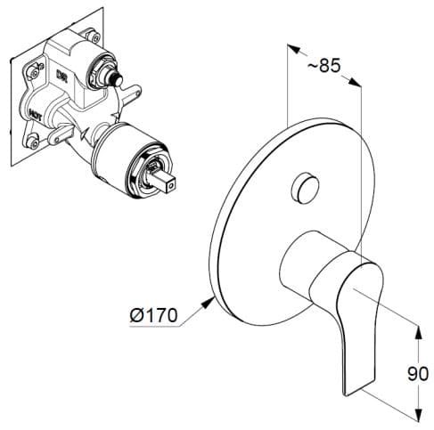 Bản vẽ kỹ thuật mặt nạ chuyển hướng Kludi Đức 486630565