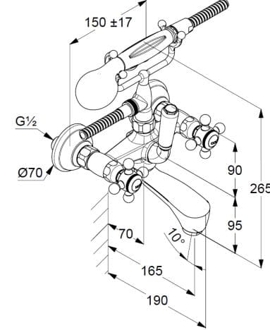 Bản vẽ kỹ thuật vòi tắm nóng lạnh Kludi 514410520