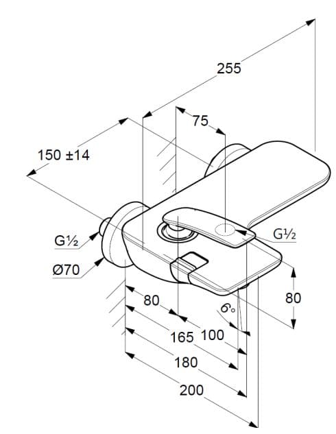 Bản vẽ kỹ thuật bộ trộn nóng lạnh Kludi 5244591735