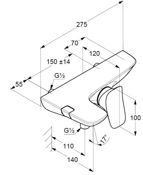 Thông số bộ trộn nóng lạnh Kludi 534450575