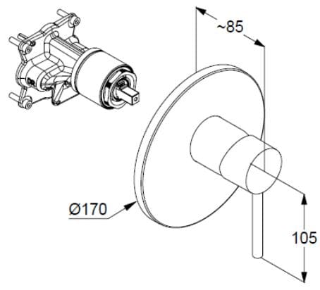 Bản vẽ kỹ thuật mặt nạ âm tường Kludi Đức 386553976
