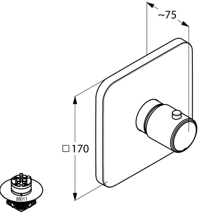 Bản vẽ kỹ thuật mặt nạ âm tường Kludi Đức 497290575