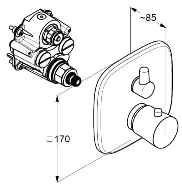 Bản vẽ kỹ thuật mặt nạ âm tường Kludi Đức 538300575