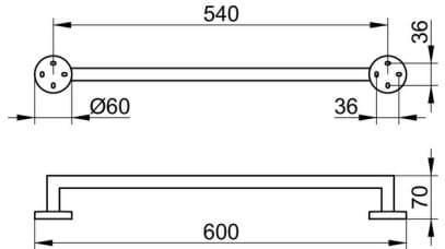 Bản vẽ kỹ thuật giá thanh vắt khăn đơn Keuco 19001010600