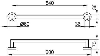 Bản vẽ kỹ thuật giá thanh vắt khăn đơn Keuco 19001010600