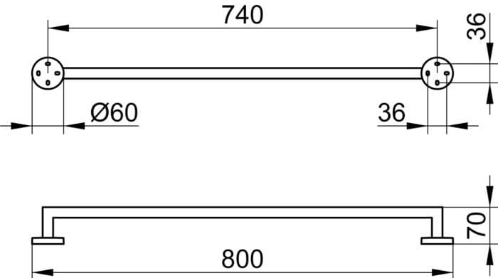 Bản vẽ kỹ thuật giá thanh vắt khăn đơn Keuco 19001010800