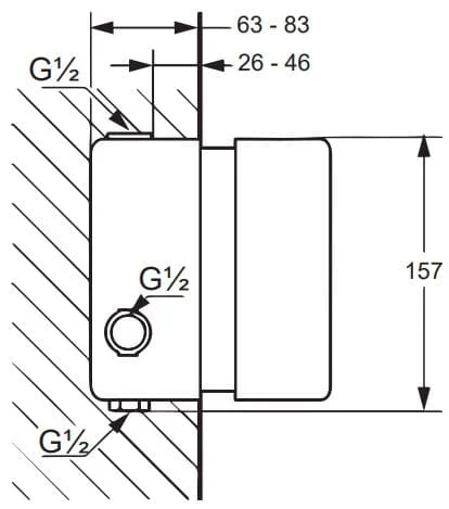 Bản vẽ kỹ thuật bộ trộn sen tắm âm tường Kludi Đức 35156