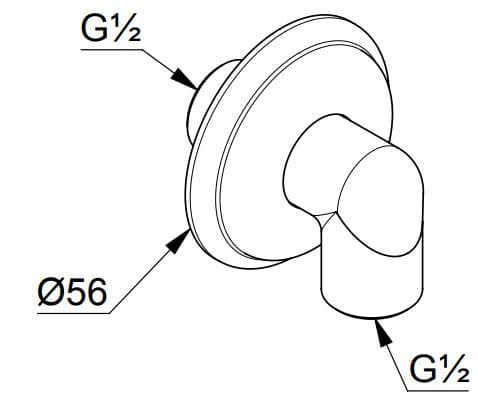 Bản vẽ kỹ thuật cổ nối sen tắm âm Kludi 1210145-00