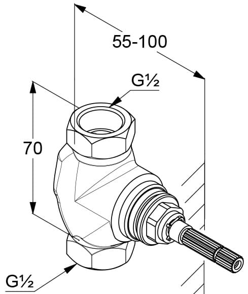 Bản vẽ kỹ thuật cục âm van khóa  Kludi Đức 29809