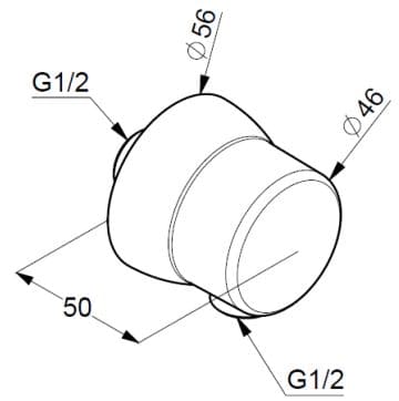 Bản vẽ kỹ thuật cổ nối sen tắm âm Kludi 6306005-00