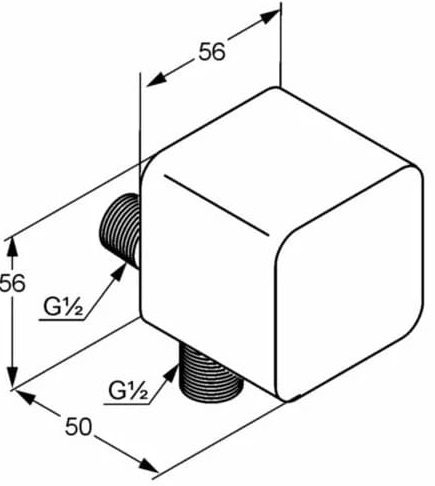 Bản vẽ kỹ thuật cổ nối sen tắm âm Kludi 6554043-00
