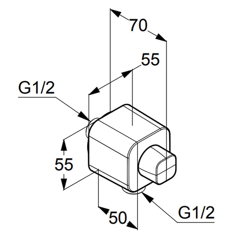 Bản vẽ kỹ thuật cổ nối sen tắm âm Kludi 6554405-00