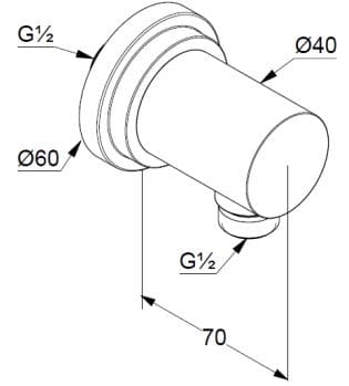Bản vẽ kỹ thuật cổ nối sen tắm âm Kludi 2054305-25