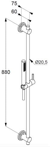Bản vẽ kỹ thuật bộ thanh trượt sen Kludi 2084039-25