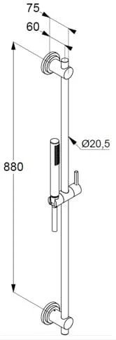 Bản vẽ kỹ thuật bộ thanh trượt sen Kludi 2084005-25