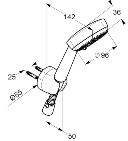 Bản vẽ kỹ thuật bộ dây bát cài sen tắm Kludi 6075005-00