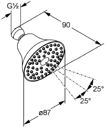 Bản vẽ kỹ thuật bát sen tắm đứng Kludi 6219105-00