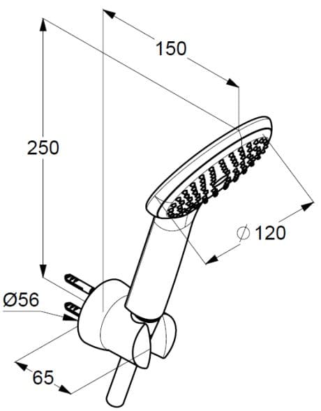 Bản vẽ kỹ thuật bộ dây bát cài sen tắm Kludi 6565005-00