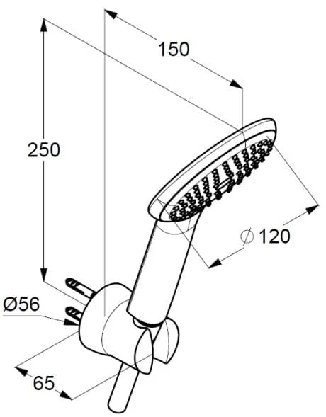 Bản vẽ kỹ thuật bộ dây bát cài sen tắm Kludi 6565005-00