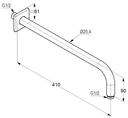 Bản vẽ kỹ thuật tay sen tắm gắn tường Kludi 6653491-00