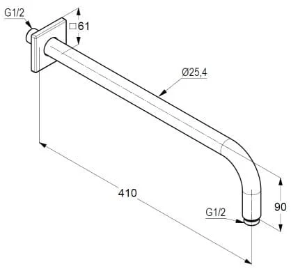 Bản vẽ kỹ thuật tay sen tắm gắn tường Kludi 6653491-00