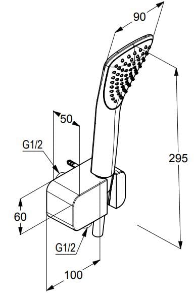 Bản vẽ kỹ thuật bộ dây bát cài sen tắm Kludi 6767091-00